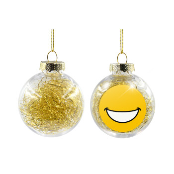Χαμογέλα, Χριστουγεννιάτικη μπάλα δένδρου διάφανη με χρυσό γέμισμα 8cm