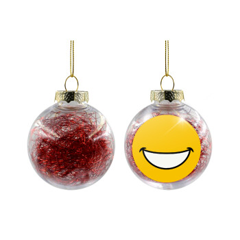 Χαμογέλα, Χριστουγεννιάτικη μπάλα δένδρου διάφανη με κόκκινο γέμισμα 8cm