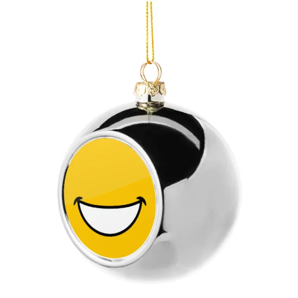 Big Smile — Silver 8cm Christmas tree ball ornament