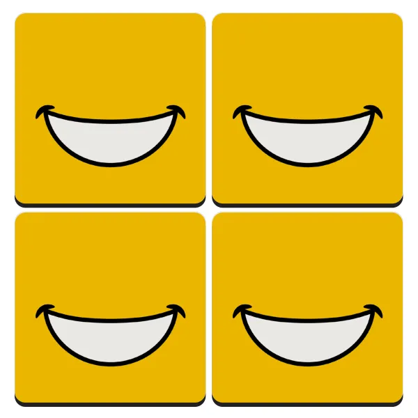 Big Smile — Set of 4 square wooden coasters (9cm)