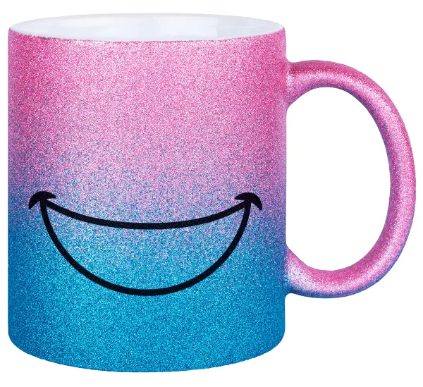 Big Smile — Gold/blue glitter mug, ceramic, 330ml