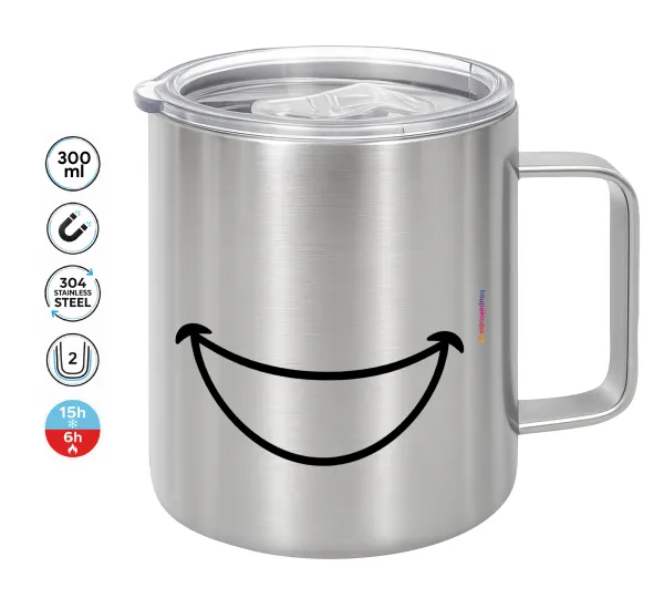 Big Smile — Double-walled stainless steel mug 300ml with temperature-retaining lid