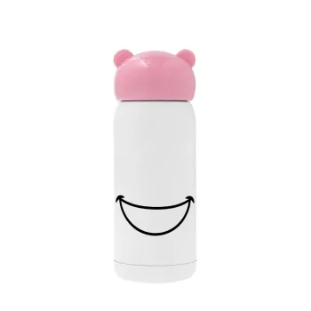 Big Smile, Pink stainless steel thermal flask, 320ml