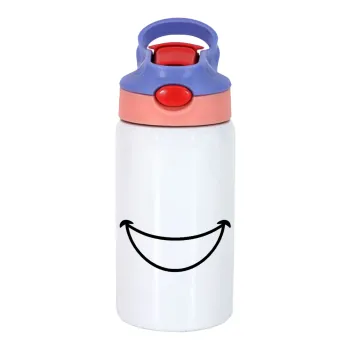 Big Smile, Children's hot water bottle, stainless steel, with safety straw, pink/purple (350ml)