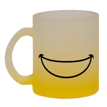 Big Smile, Κούπα γυάλινη δίχρωμη με βάση το κίτρινο ματ, 330ml