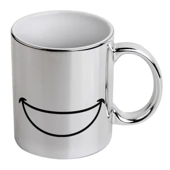 Big Smile, Mug ceramic, silver mirror, 330ml