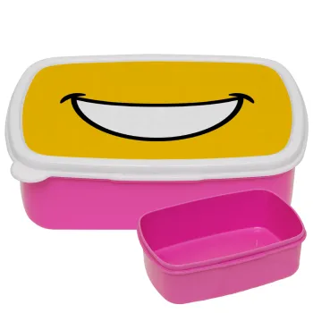 Big Smile, ΡΟΖ παιδικό δοχείο φαγητού (lunchbox) πλαστικό (BPA-FREE) Lunch Βox M18 x Π13 x Υ6cm