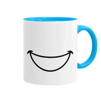 Χαμογέλα, Κούπα χρωματιστή γαλάζια, κεραμική, 330ml