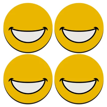 Big Smile, SET of 4 round wooden coasters (9cm)