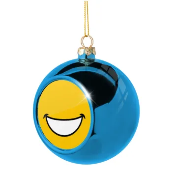 Big Smile, Blue Christmas tree ball ornament 8cm