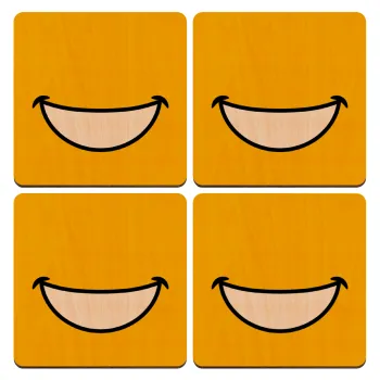 Big Smile, ΣΕΤ x4 Σουβέρ ξύλινα τετράγωνα plywood (9cm)