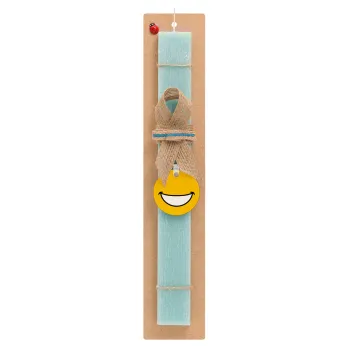 Big Smile, Easter Set, wooden keychain & aromatic flat Easter candle (30cm) (TURQUOISE)