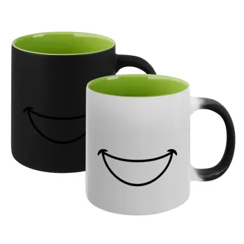 Big Smile, Κούπα Μαγική εσωτερικό πράσινο, κεραμική 330ml που αλλάζει χρώμα με το ζεστό ρόφημα