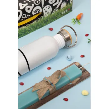 Χαμογέλα, Πασχαλινή Λαμπάδα με παγούρι μεταλλικό (620ml, stainless steel) & κερί αρωματικό πλακέ (30cm) (ΤΙΡΚΟΥΑΖ)