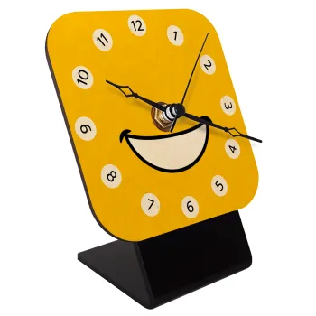 Big Smile, Quartz Table clock in natural wood (10cm)