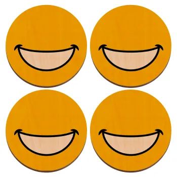 Big Smile, ΣΕΤ x4 Σουβέρ ξύλινα στρογγυλά plywood (9cm)