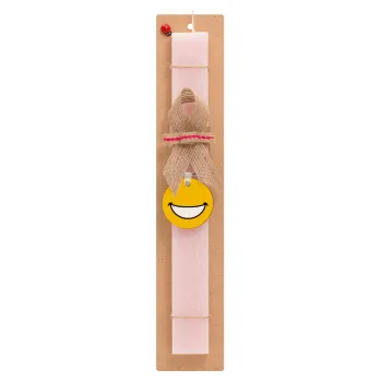 Big Smile, Easter Set, wooden keychain & scented flat Easter candle (30cm) (PINK)