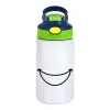 Children's hot water bottle, stainless steel, with safety straw, green, blue (350ml)