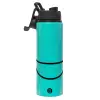 Metallic water bottle with safety lid, 850ml aluminum