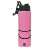 Metallic water bottle with safety lid, 850ml aluminum