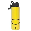 Metallic water bottle with safety lid, 850ml aluminum