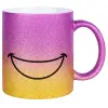 Κούπα Χρυσή/Ροζ Glitter, κεραμική, 330ml