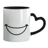Mug heart black handle, ceramic, 330ml