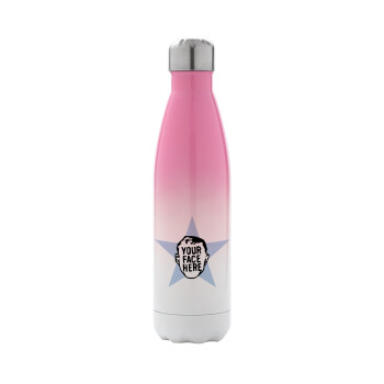 The office star CUSTOM, Metal mug thermos Pink/White (Stainless steel), double wall, 500ml