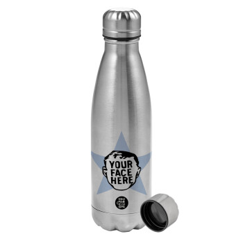 The office star CUSTOM, Metallic water bottle, stainless steel, 750ml