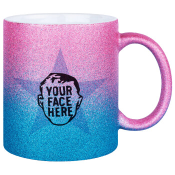 The office star CUSTOM, Κούπα Χρυσή/Μπλε Glitter, κεραμική, 330ml