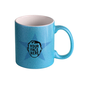 The office star CUSTOM, Κούπα Σιέλ Glitter που γυαλίζει, κεραμική, 330ml