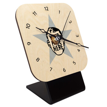 The office star CUSTOM, Quartz Table clock in natural wood (10cm)