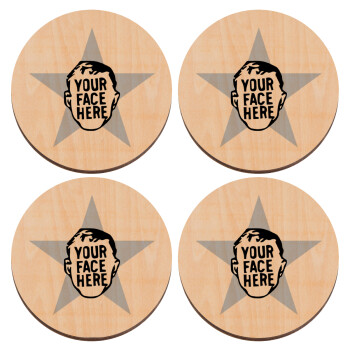 The office star CUSTOM, ΣΕΤ x4 Σουβέρ ξύλινα στρογγυλά plywood (9cm)