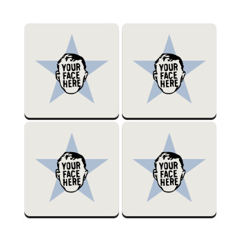 The office star CUSTOM, ΣΕΤ 4 Σουβέρ ξύλινα τετράγωνα (9cm)