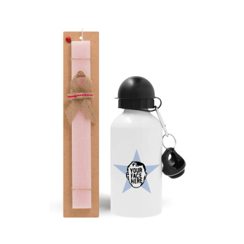 The office star CUSTOM, Easter Set, metallic aluminum bottle (500ml) & aromatic flat Easter candle (30cm) (PINK)