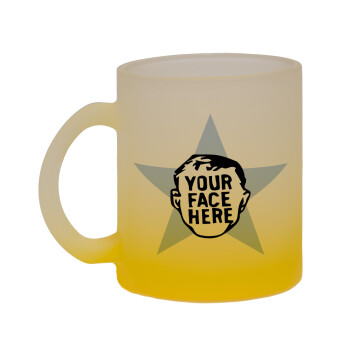 The office star CUSTOM, Κούπα γυάλινη δίχρωμη με βάση το κίτρινο ματ, 330ml