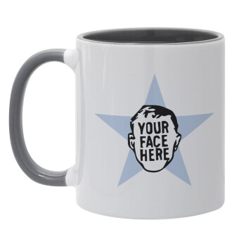 The office star CUSTOM, Κούπα χρωματιστή γκρι, κεραμική, 330ml
