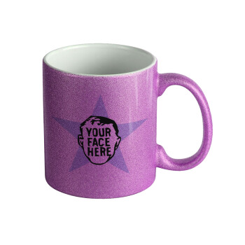 The office star CUSTOM, Κούπα Μωβ Glitter που γυαλίζει, κεραμική, 330ml