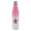 Metal mug thermos Pink/White (Stainless steel), double wall, 500ml