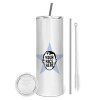 Tumbler stainless steel 600ml, with metal straw & cleaning brush