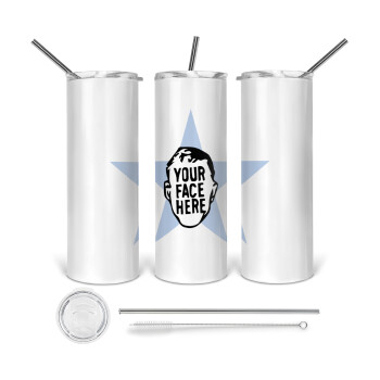 The office star CUSTOM, Tumbler stainless steel 600ml, with metal straw & cleaning brush