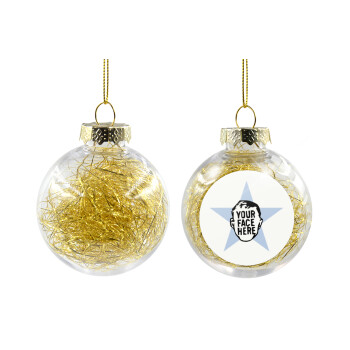 The office star CUSTOM, Χριστουγεννιάτικη μπάλα δένδρου διάφανη με χρυσό γέμισμα 8cm