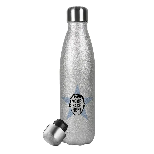 The office star CUSTOM — Metallic Glitter Silver Thermos Flask (Stainless steel), double-walled, 500ml