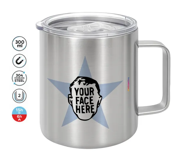 The office star CUSTOM — Double-walled stainless steel mug 300ml with temperature-retaining lid