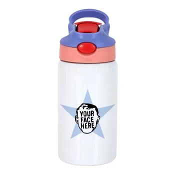 The office star CUSTOM, Children's hot water bottle, stainless steel, with safety straw, pink/purple (350ml)