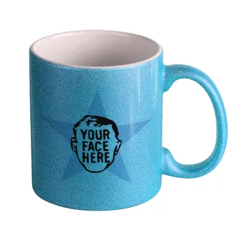 The office star CUSTOM, Κούπα Σιέλ Glitter που γυαλίζει, κεραμική, 330ml