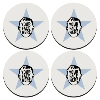 The office star CUSTOM, ΣΕΤ 4 Σουβέρ ξύλινα στρογγυλά (9cm)