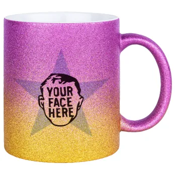 The office star CUSTOM, Κούπα Χρυσή/Ροζ Glitter, κεραμική, 330ml