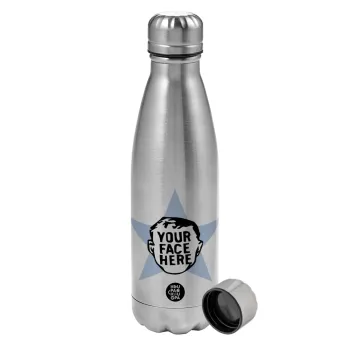 The office star CUSTOM, Metallic water bottle, stainless steel, 750ml