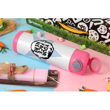 The office star CUSTOM, Easter candle, Childrens hot water bottle, stainless steel, with safety straw, PINK (500ml)